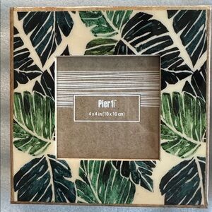 Pier 1 Tropical Leaf Design ceramic Photo Frames -Set of Two. NWT
